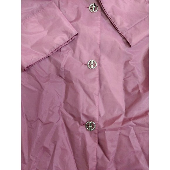 Vintage Aqua Sheen SZ M Raincoat Jacket Dusty Rose Long Sleeve Belted Button Up - Picture 2 of 5
